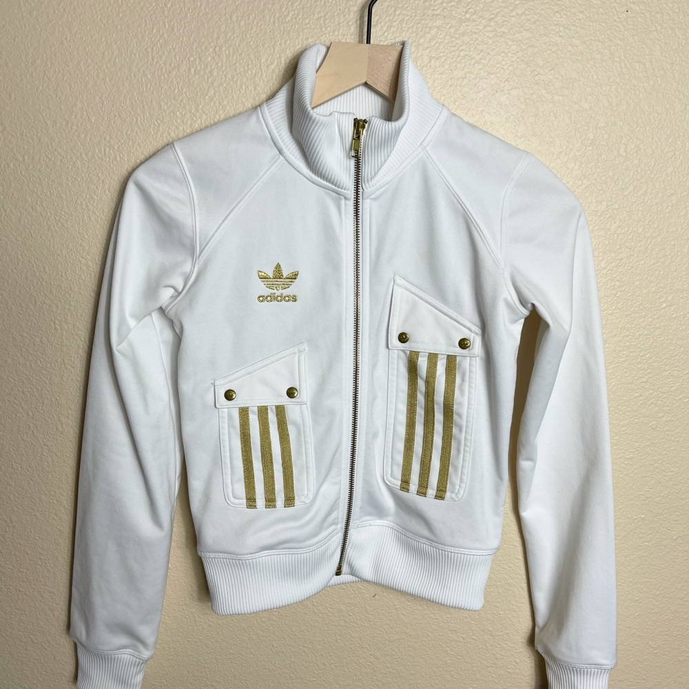 9) Vintage adidas Gold/white women jacket S